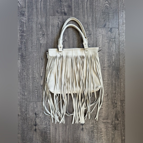 Cut N’ Paste Rustic Leather Boho Large Fringe Bag